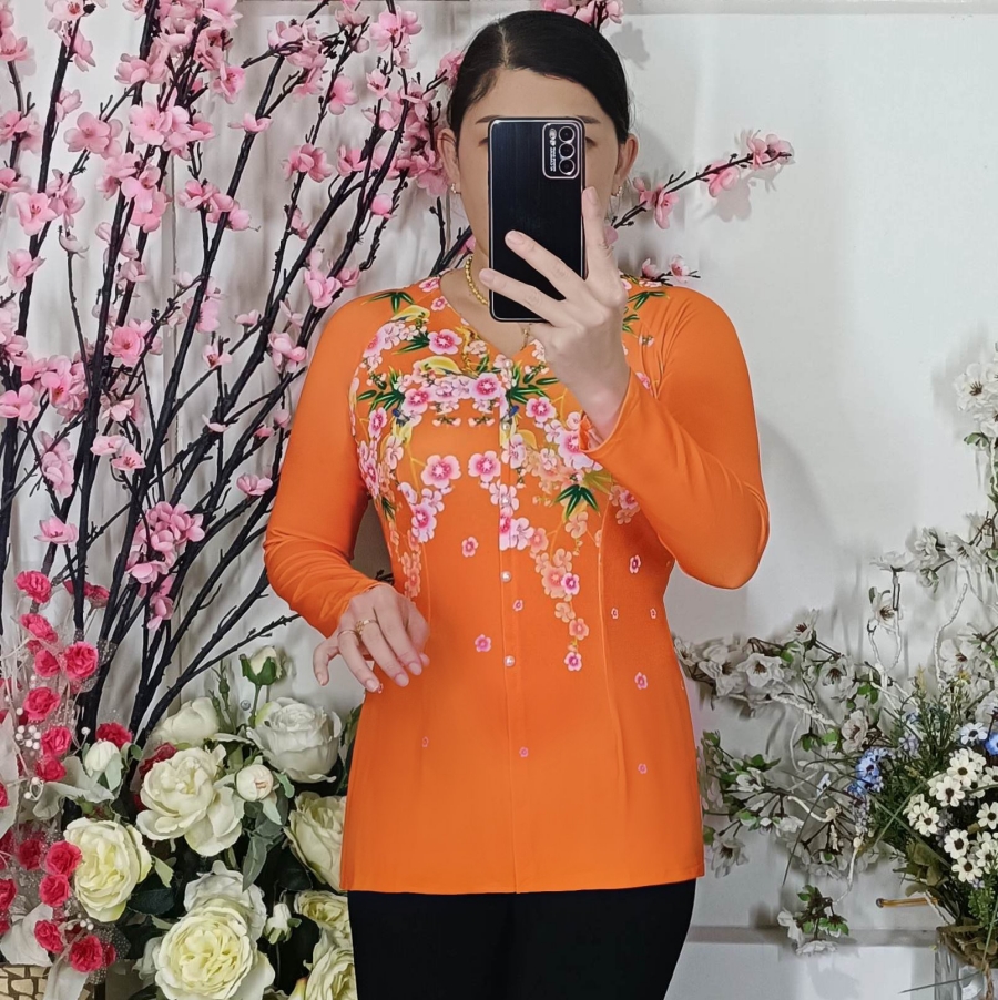 Áo Bà Ba In Hoa 4D - Áo Lẻ (Không Quần)