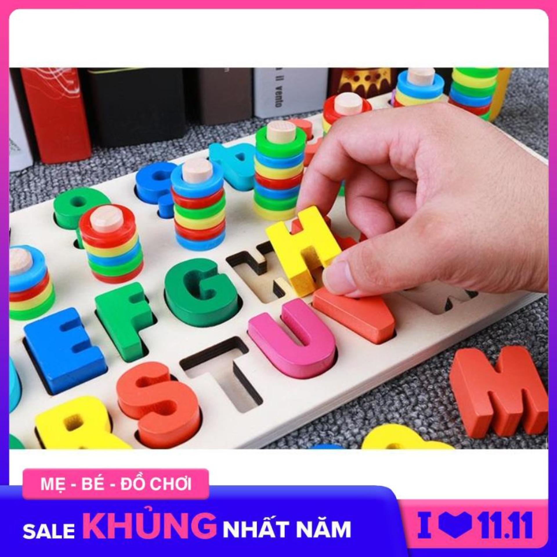 [HCM]Đồ chơi bảng gỗ hình khối giúp bé học chữ cái số đếm và nhận biết nhiều màu sắc khác nhau