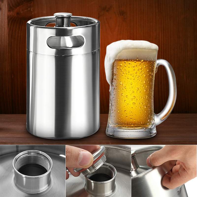 Vỏ mini keg beer inox 304 8l kèm nắp - eurohome