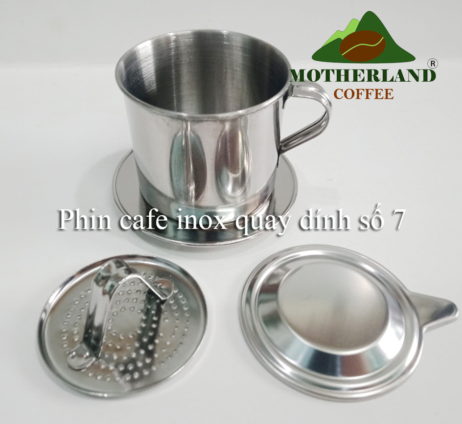 Phin số 7 chất liệu thép không gỉ inox 430 quai dính nắp tròn chặn thường