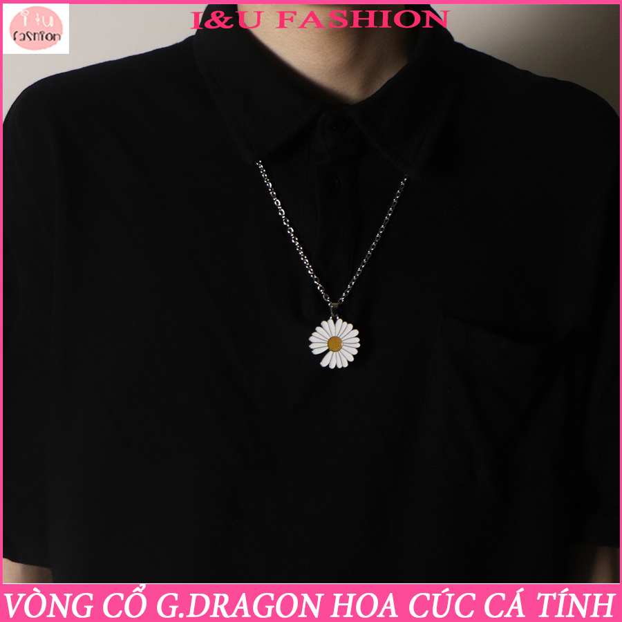Vòng Cổ Dây Chuyền Hoa Cúc G.Dragon Dây Xích Kim Loại Màu Bạc UNISEX Cá Tính Cho Cả Nam và Nữ , Có Thể Làm Vòng Cổ Đôi , Vòng Cổ Nhóm , Quà Tặng VC-37 Mỏng