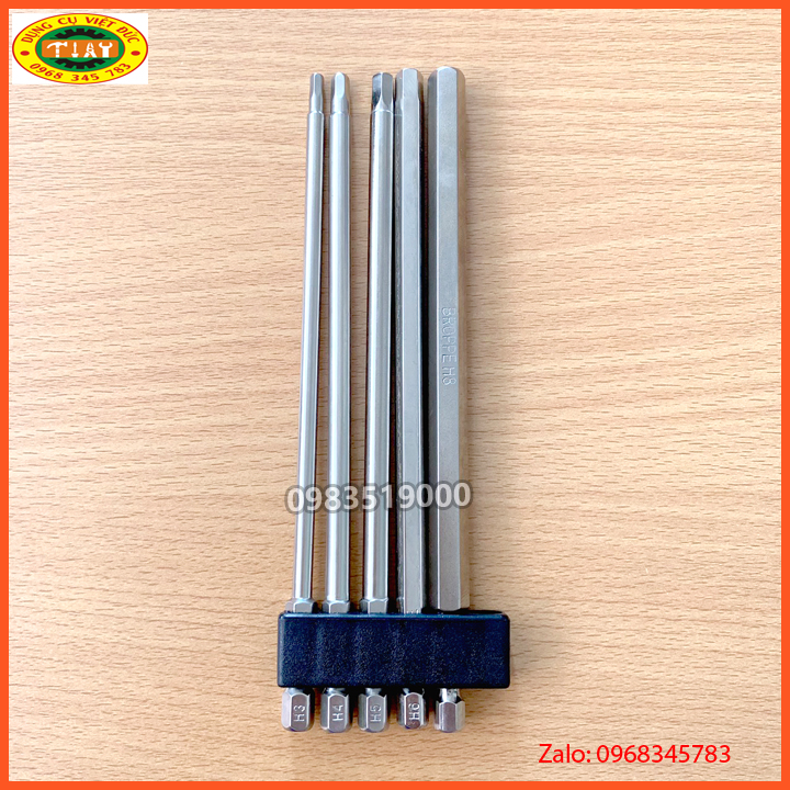 Bộ 5 đầu lục giác dài 150mm dành cho khoan, máy bắn vít