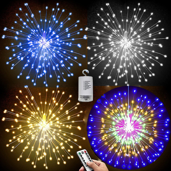 Battery Copper Wire Starburst Light Firework Light Outdoor String Lights 8 Modes Christmas Lights for Bedroom Party Indoor Patio Garden Decoration