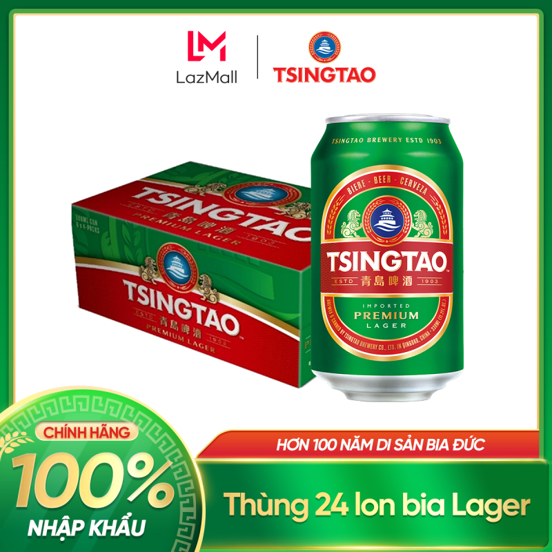 Thùng 24 lon Bia Tsingtao Classic Lager Đậm Vị 330ml - Nhập Khẩu 100% Chính Hãng