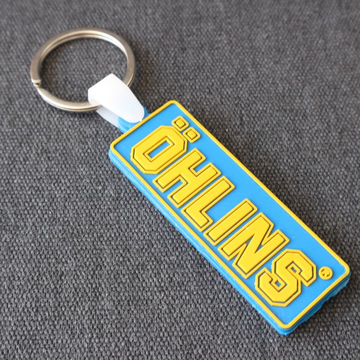 Móc khóa xe máy, móc khóa nhựa GẮC MÓC CHÌA KHÓA XE MẪU OHLINS (NỀN XANH DƯƠNG)