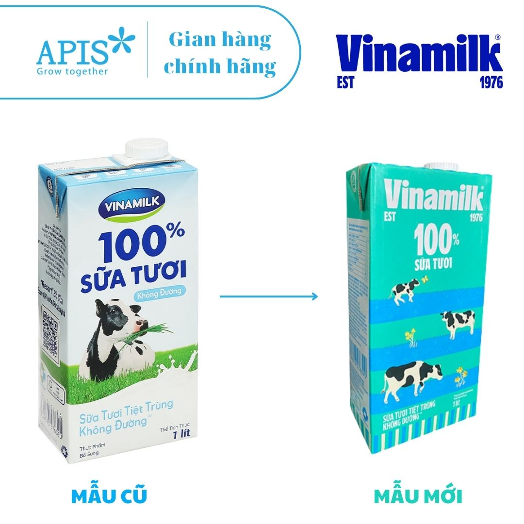Thùng 12 Hộp Sữa Tươi Tiệt Trùng Vinamilk 1000ml - Vị Nguyên Chất