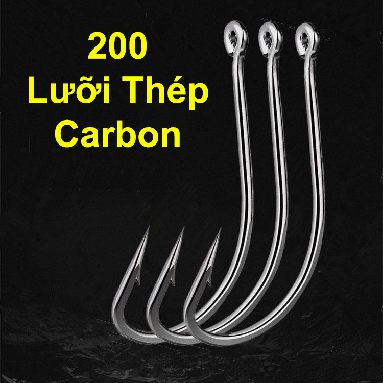 Hộp 200 Lưỡi Câu Cá Thép Cacbon
