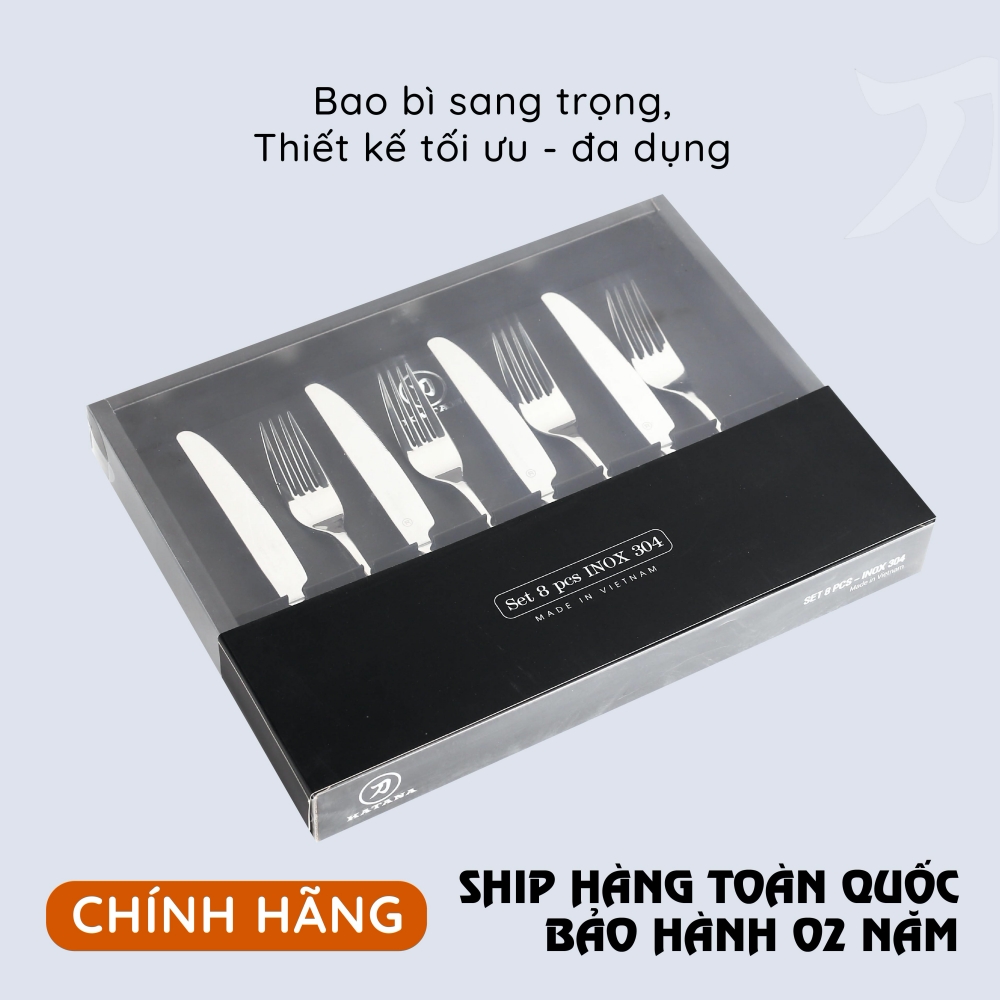 Set 8 dao dĩa beefsteak cao cấp vân trơn Elegance VTK284