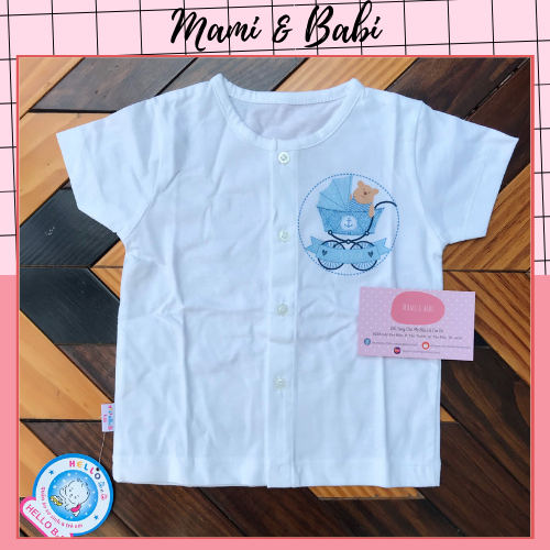Áo Sơ Sinh Tay Ngắn Nút Giữa Cho Bé Hello B&B