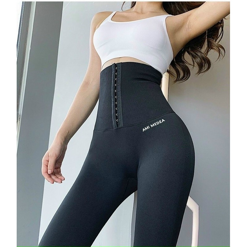 Quần Tập Gym Nữ_ Quần Dệt Liền Đai Latex Siêu Định Hìnhan