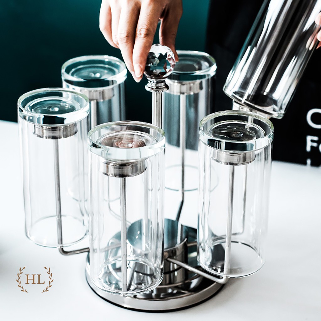 Giá úp cốc inox cao cấp xoay 360 độ