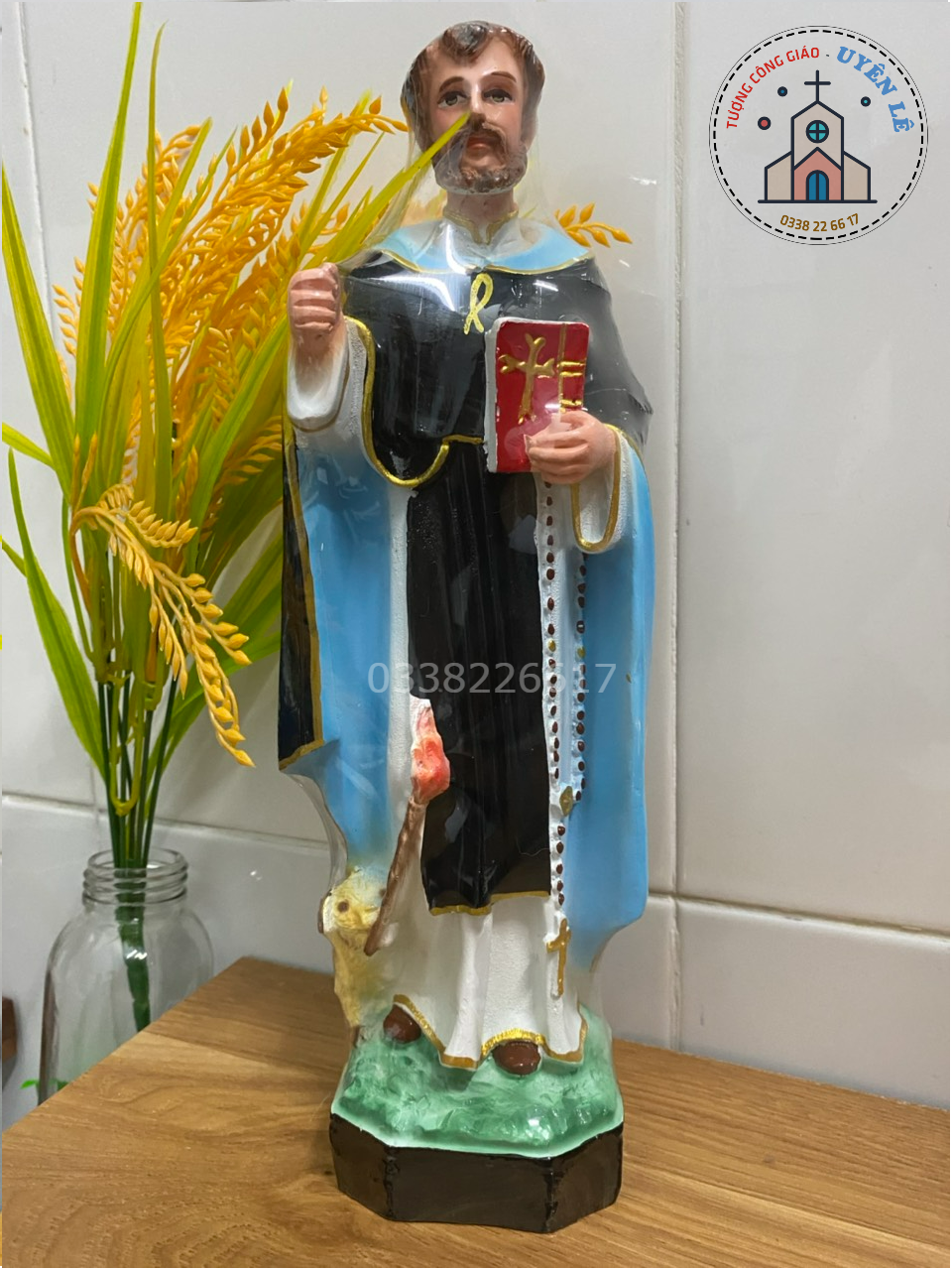 Tượng Thánh Đa Minh cao 30 cm