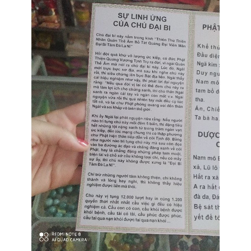 10 Tờ Chú Đại Bi khổ giấy A5