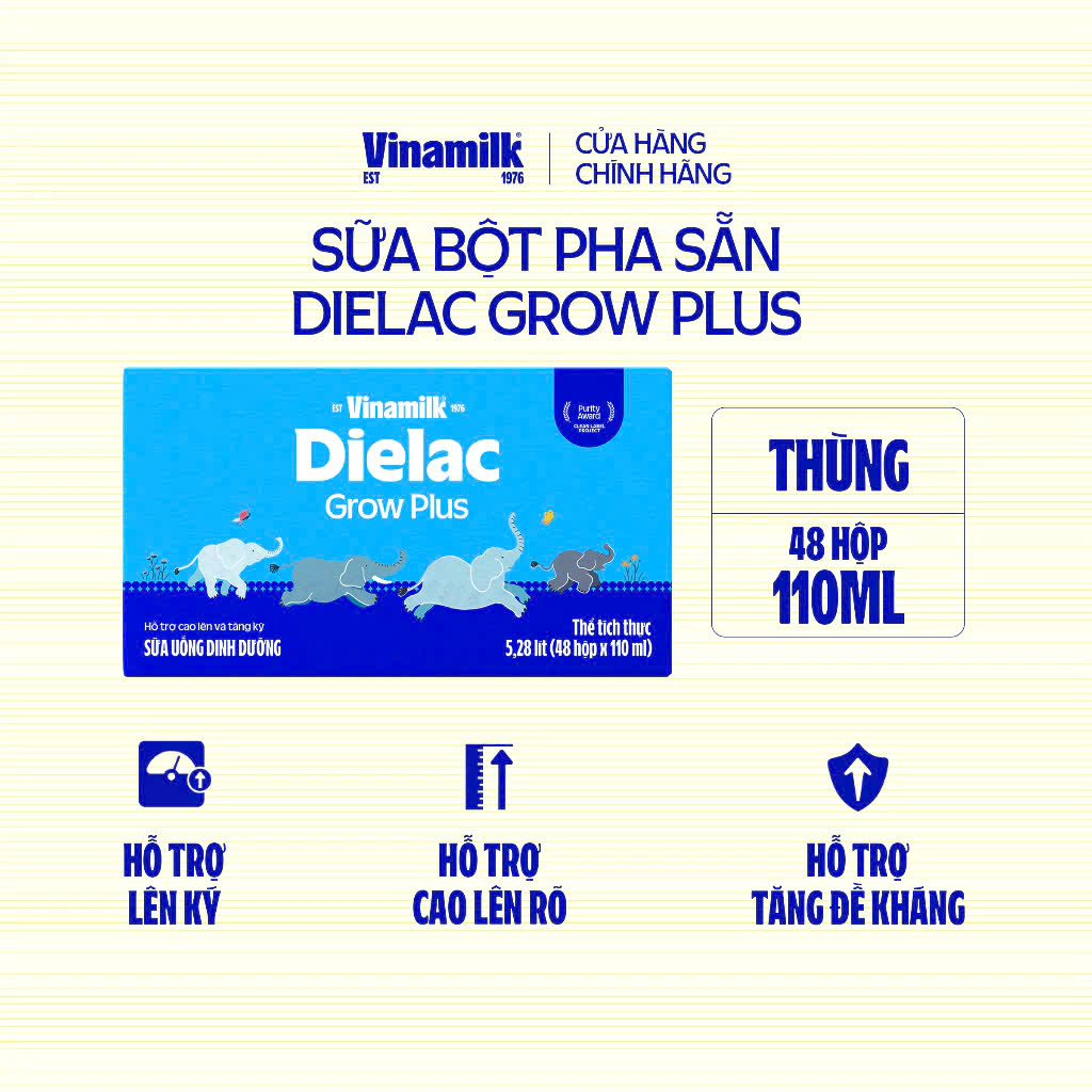 Thùng 48 Hộp Sữa Bột Pha Sẵn Vinamilk Dielac Grow Plus 110ml.