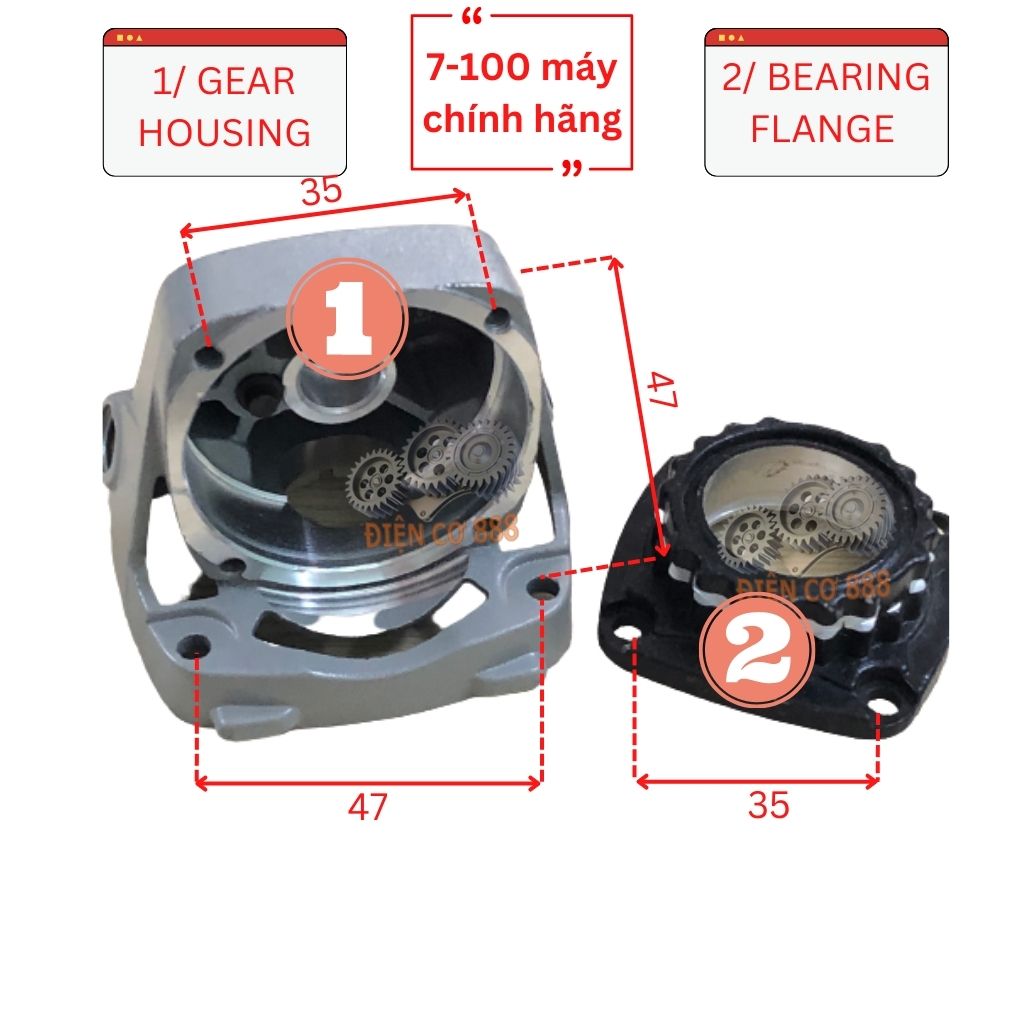Bộ đầu nhôm mài BOSCH GWS 7-100, 7-125 - Có 2 loại cho máy Tàu và máy chính hãng