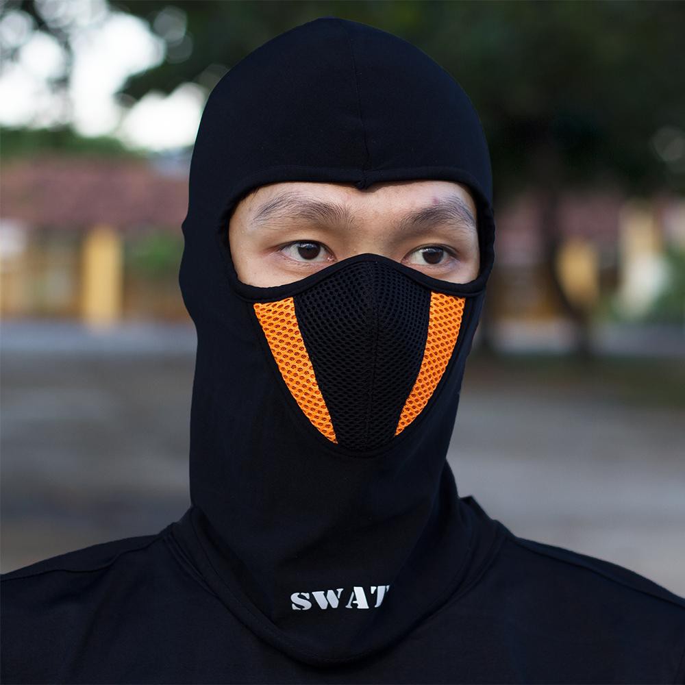 Khăn ninja SWAT X2 đen cam 3 lớp cao cấp
