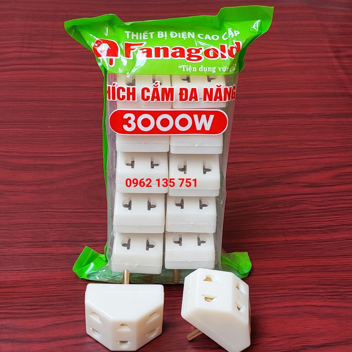 Combo 5 phích cắm chia 3 ổ cắm 3000W