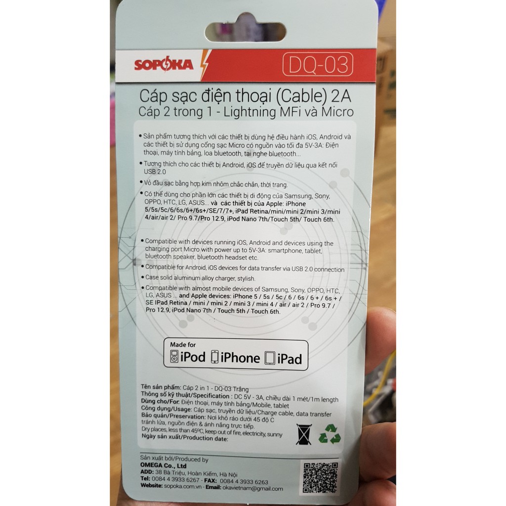 củ sạc điện thoại sopoka Việt Nam