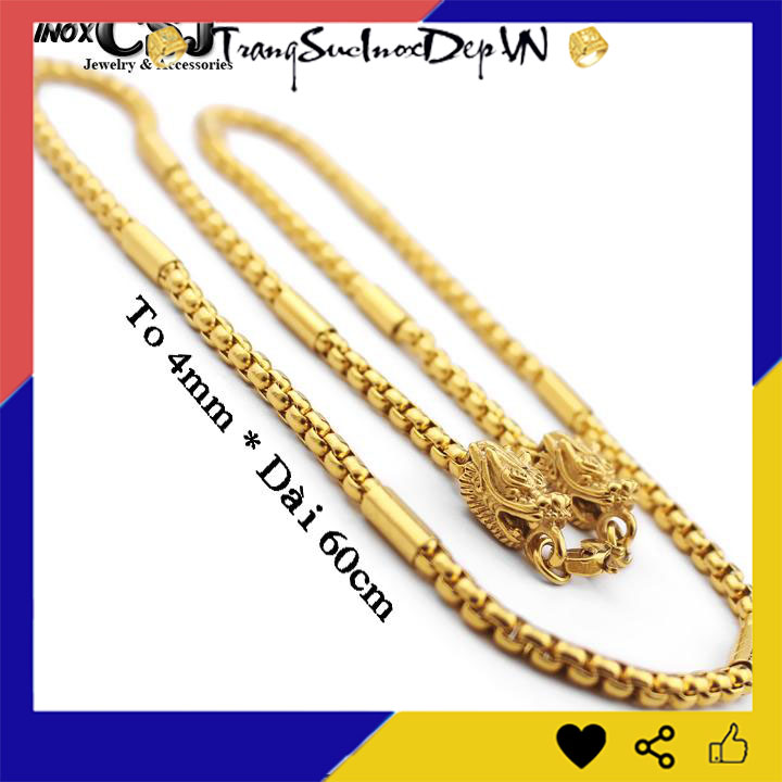 DÂY CHUYỀN INOX ĐẦU RỒNG MẠ VÀNG KHÔNG ĐEN đẹp mà chất