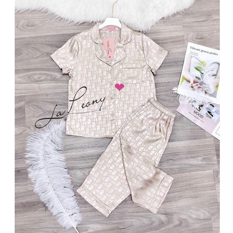 Bộ đồ mặc nhà - Bộ Pyjama mặc nhà - Bộ lụa gấm tay cộc quần lửng