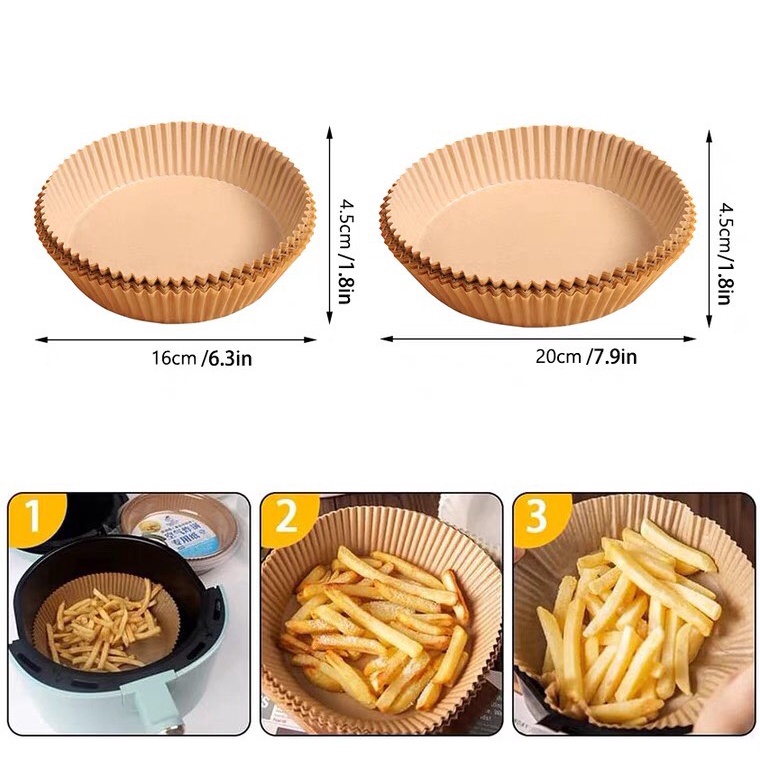 Set 50 Giấy Nến Lót Nồi Chiên Không Dầu, Kích Thước 20 cm