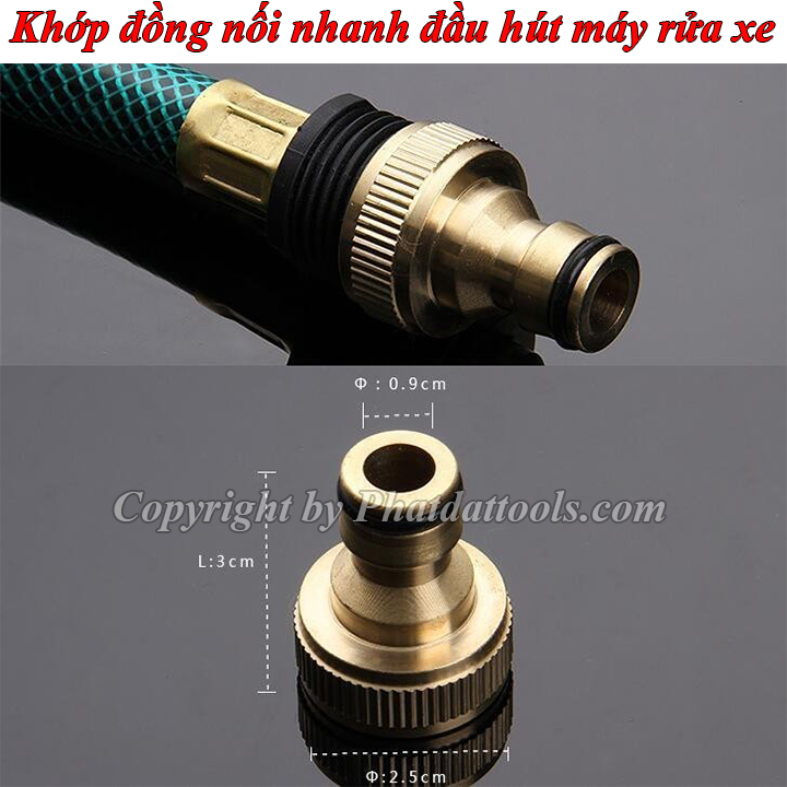 Cút đồng nối nhanh có lọc cho máy xịt rửa xe cao áp