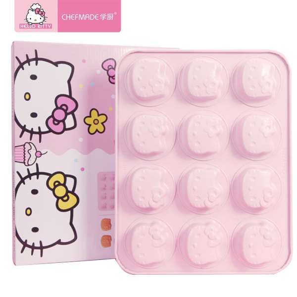 Chef Made Hello Kitty (Hello Kitty) Được Ủy Quyền Chính Hãng Hoạt Hình 12 THẬM CHÍ Không Dính Đầu Mèo Bánh Nướng Bộ Tạo Khuôn Hình