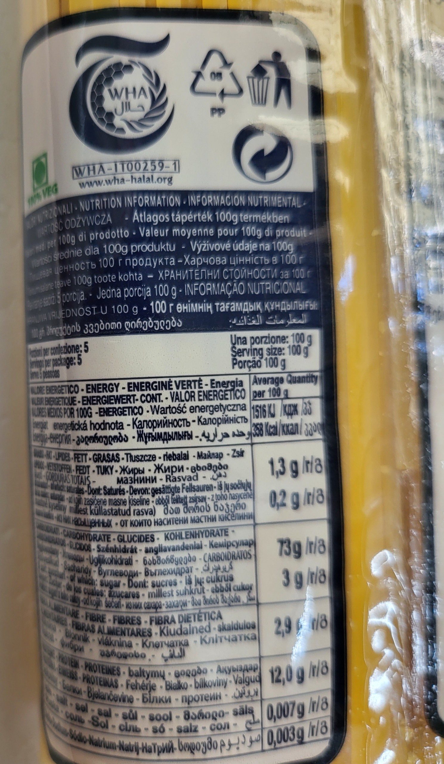 [Gói 500g – SỐ 14] MÌ Ý (sợi dẹt) [Italia] FIAMMA No 14 Linguine Pasta (halal) (atu)