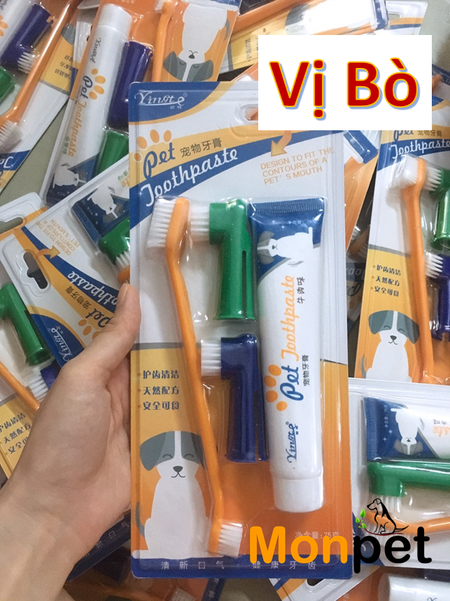 Bộ kem đánh răng thơm miệng và sạch răng cho chó mèo
