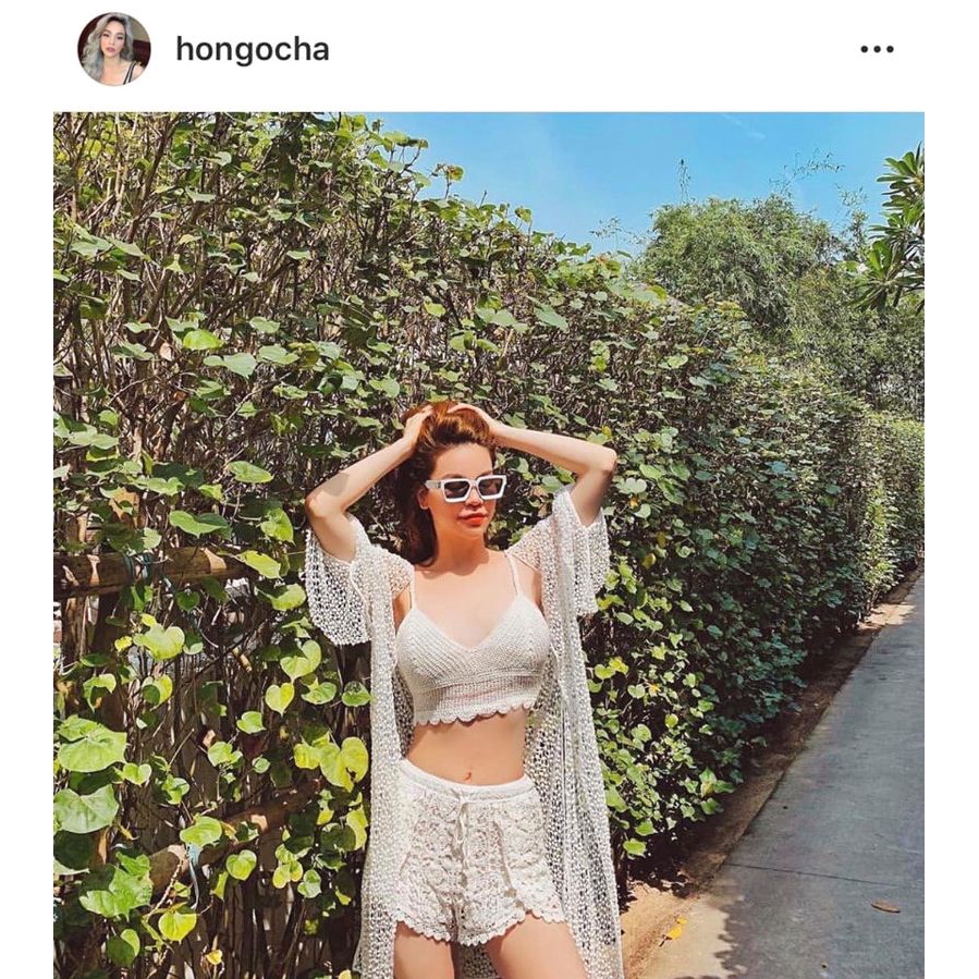 áo choàng ren đi biển dáng dài