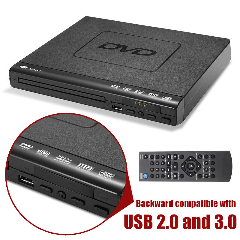 1080P HD 15W LCD DVD Player Compact Multi Region Video HDMI MP4 MP3 CD USB Controller DVD Player with HDMI Port