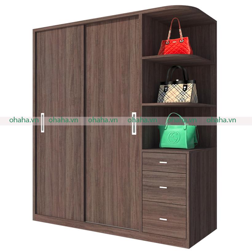 [ Freeship HCM ] [Trả góp 0%] TỦ QUẦN ÁO GỖ CÔNG NGHIỆP 2 CÁNH CỬA LÙA OHAHA - CL003 - 02