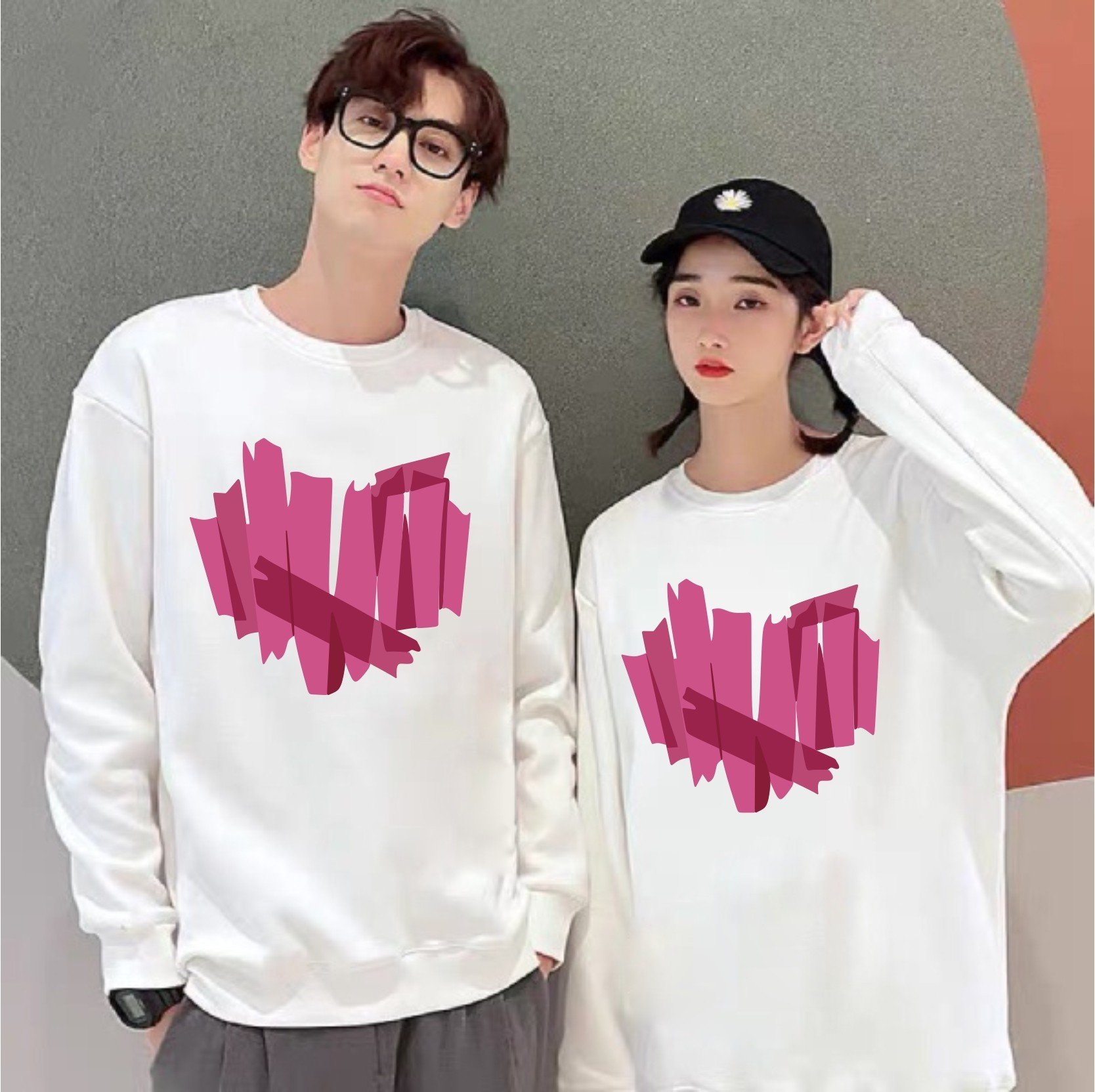 Men's and Women's Couple Sweater - double-breasted puff-sleeve shirt [PRICE] price of 1 shirt