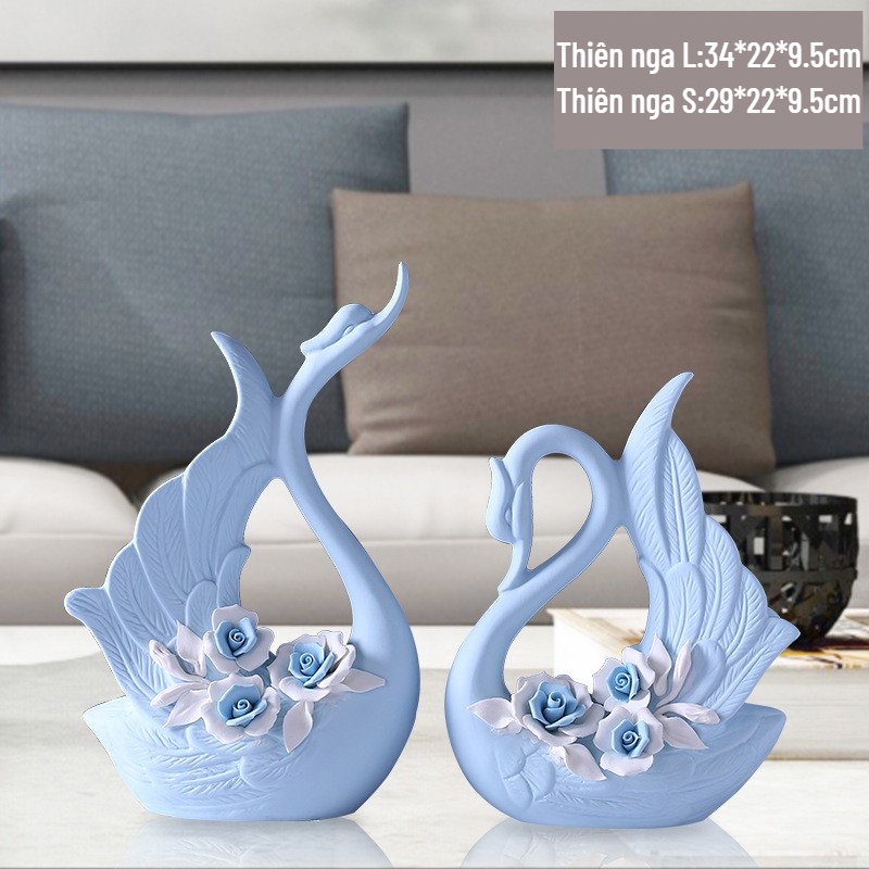 Tượng Gia đình voi cặp thiên nga cặp heo trang trí nội thất cao cấp bằng gốm sứ quà tặng khai trương Mint Decor