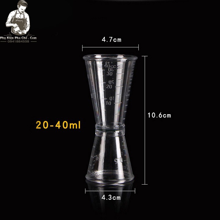 Ca đong 2 đầu 20/40ml - jigger đong nhựa hai đầu