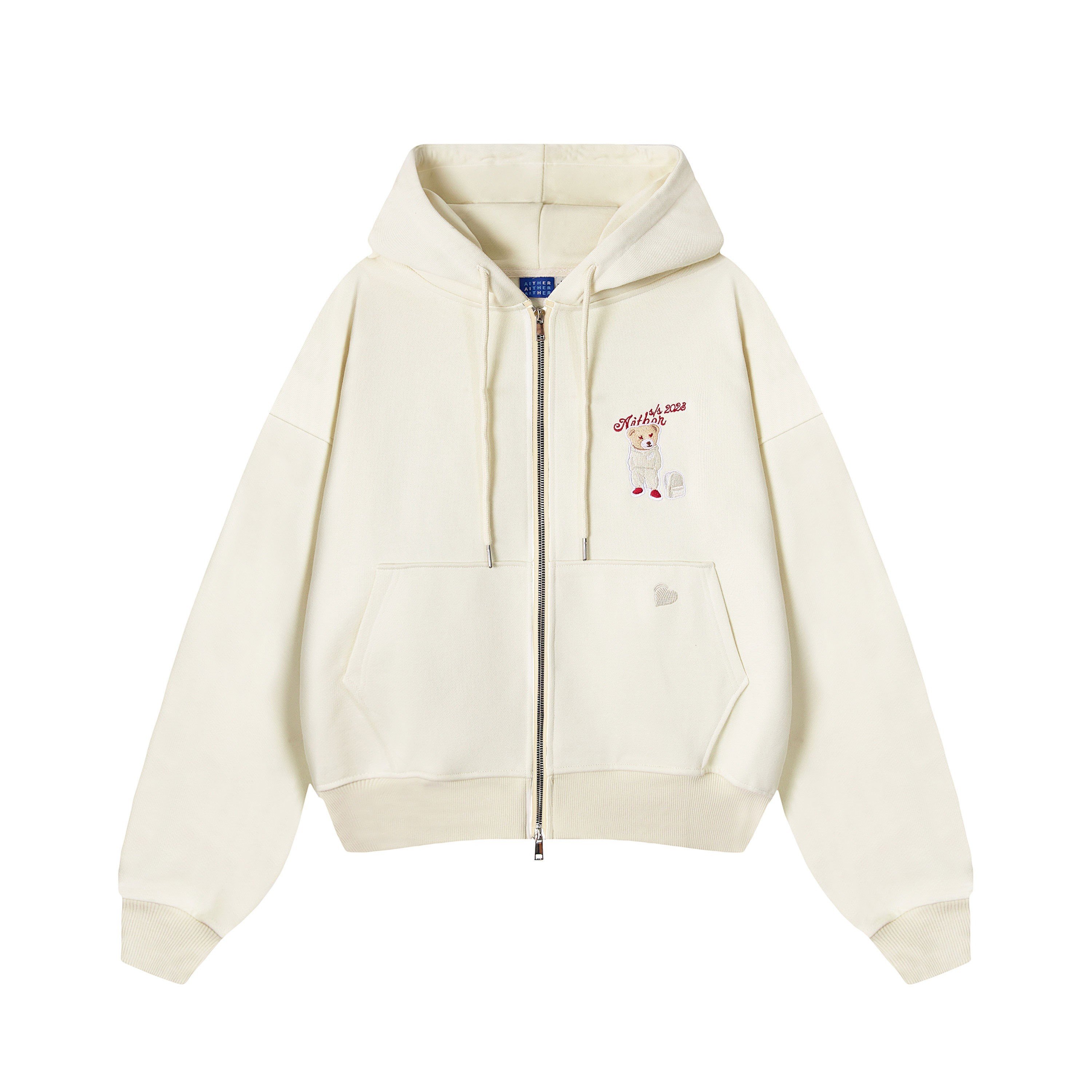 Aither Studio Áo Bear Hoodie Zip form Boxy