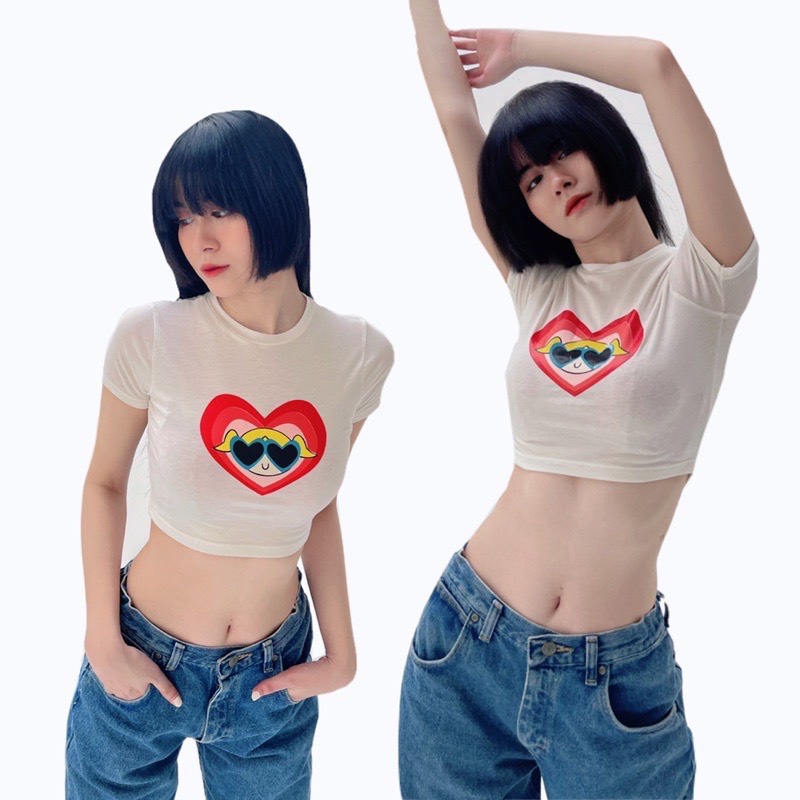 [VOUCHER 12%/149K] MONÁ - Áo croptop thun cotton co giãn - HEART CROPTOP