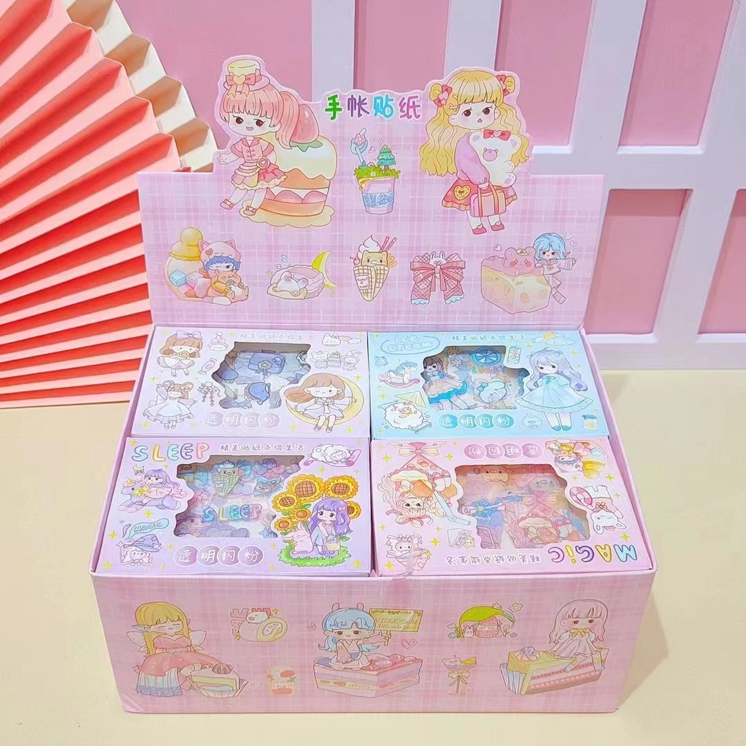 Hộp 4 tấm sticker nhũ lấp lánh
