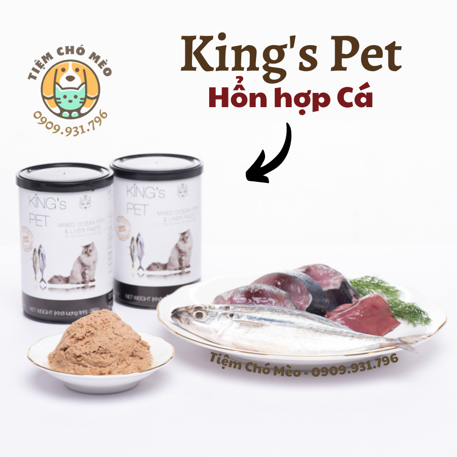 PATE KING'PET DÀNH CHO MÈO - 3 VỊ ( CÁ HỒI, HỖN HỢP CÁ, HỖN HỢP GÀ ) - LON 380G
