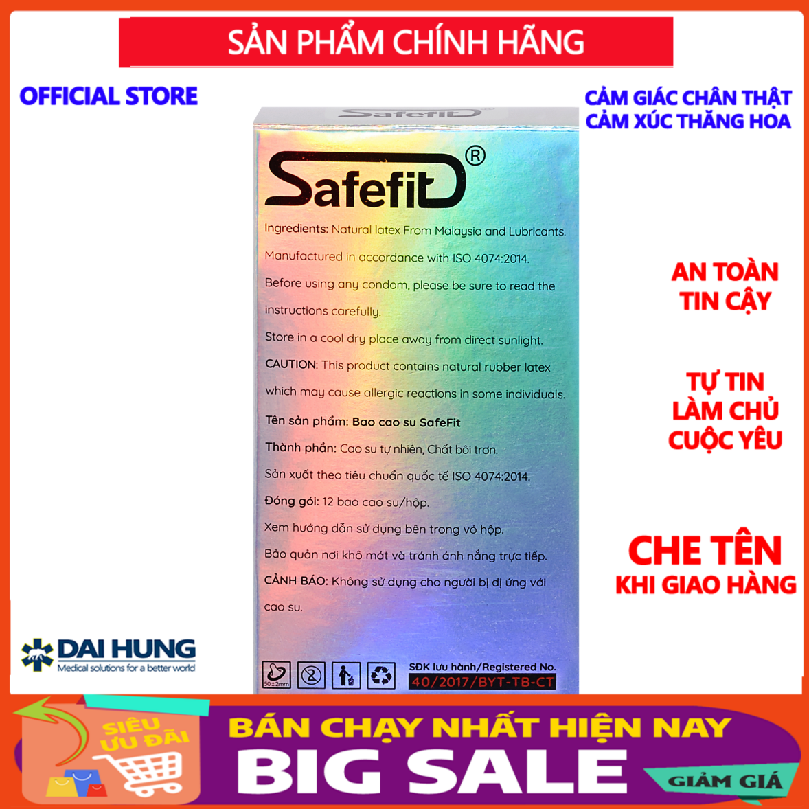 [Mua 1 tặng 1] Bao cao su CỰC SIÊU MỎNG Safefit 003 mỏng chỉ 0.029mm - 12 chiếc + TẶNG 3 chiếc