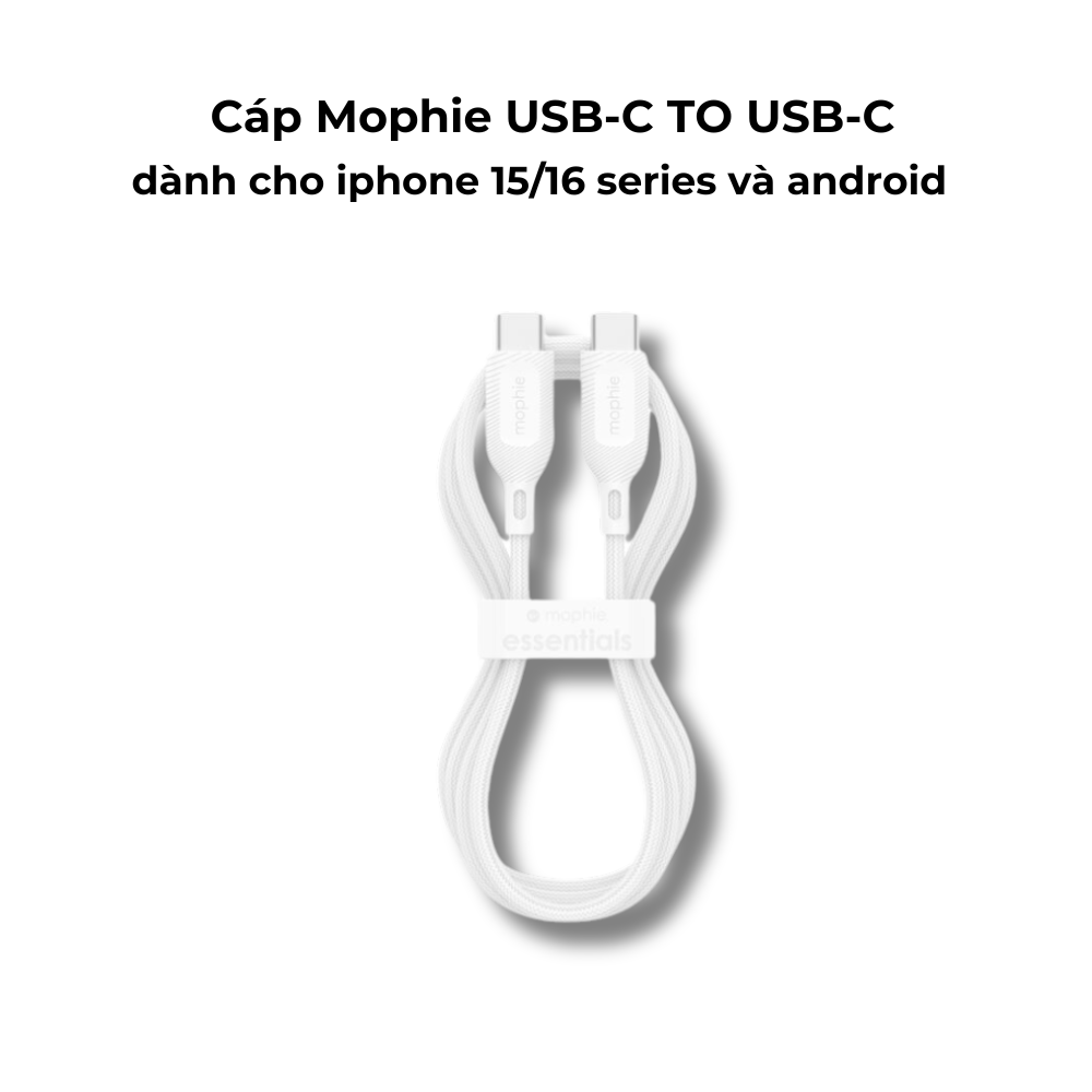 Combo sạc nhanh Mophie PD 30W cho iPhone/iPad (Sạc Mophie Essentials PD 30W USB-C và Cáp Mophie Essentials USB-C to USB-C 1m)