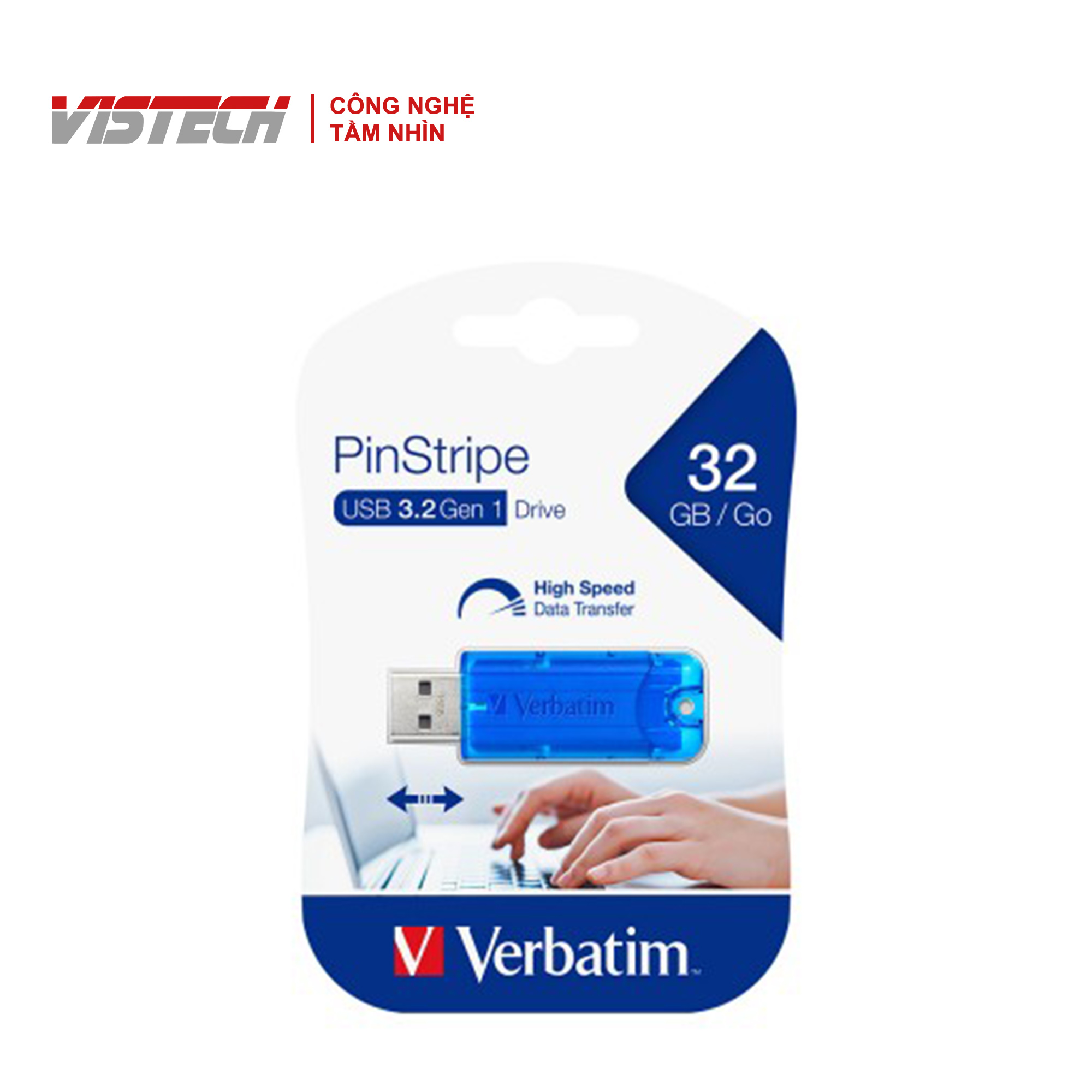 USB Verbatim Store'n' Go PinStripe 32GB 3.0 ( Màu xanh dương)