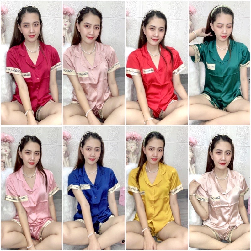 Pijama Tay Ngắn Quần Đùi Lụa Mát Mặc Nhà