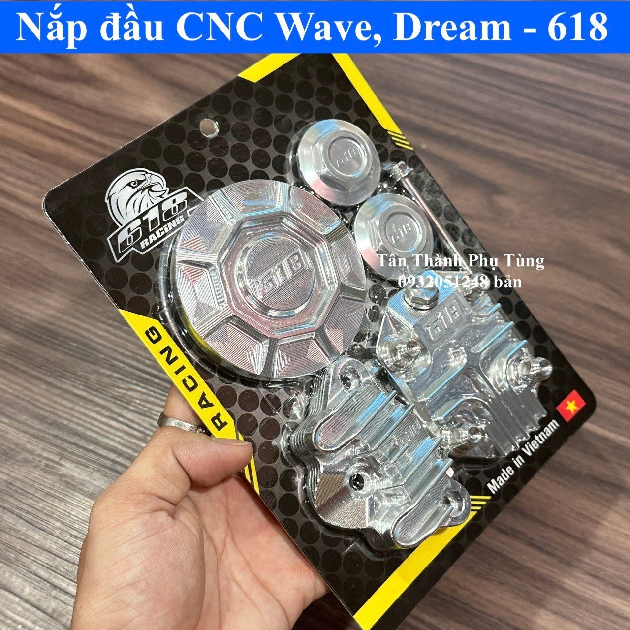 Nắp đầu nhôm CNC Wave, Dream - 618 ( Full bộ) phutungxe