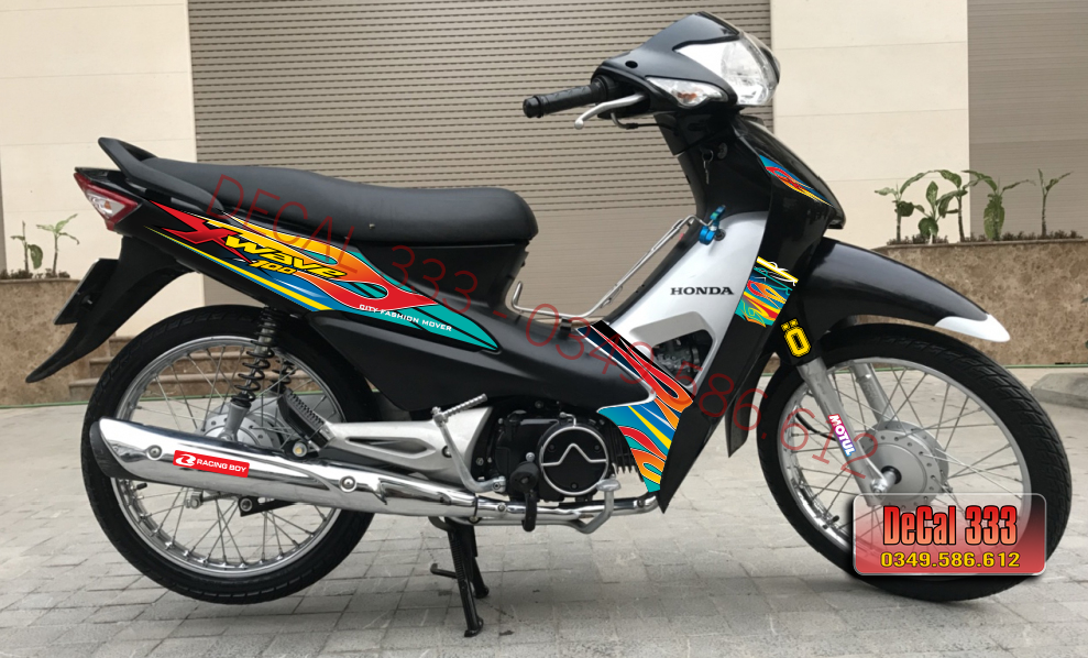 Tem Rời WAVE ALPHA 100 LỬA XANH LỤC ĐỎ VÀNG GP 612825 (Tem chế 3 lớp cao cấp)