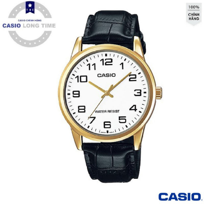 [Ủy Quền Bởi Casio Anh khuê] Đồng hồ nam dây da Casio MTP-V001GL-7BUDF mặt trắng , kim vàng - Tuổi Thọ Pin 3 Năm- Chống Nước , đồng hồ nam , đồng hồ kim , đồng hồ nữ , đồng hồ chống nước - d.a