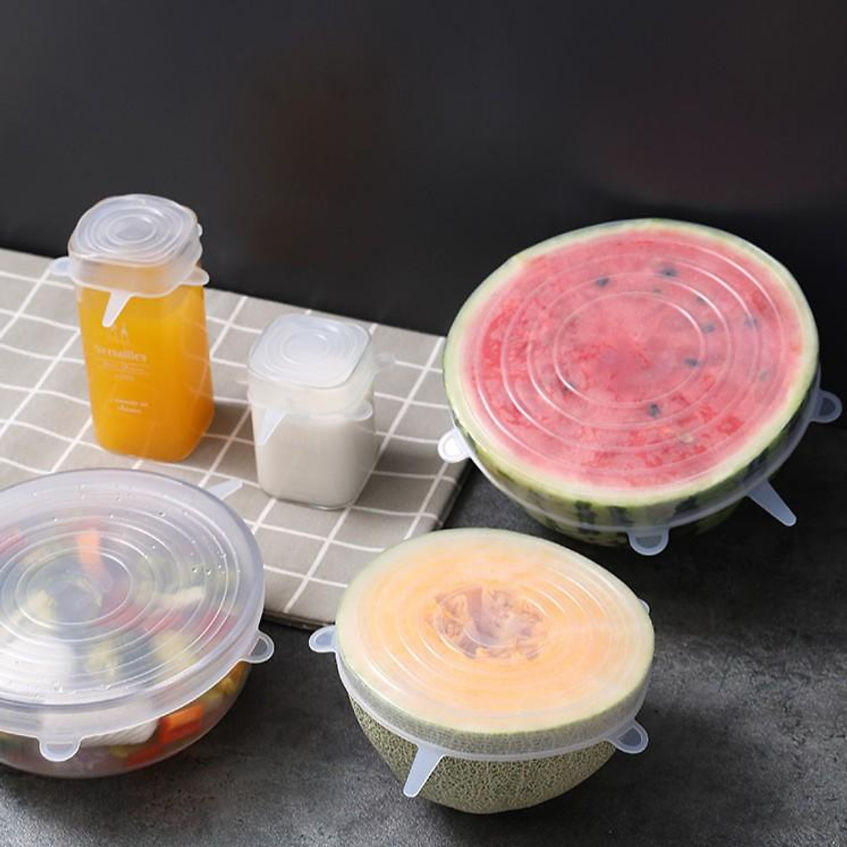 Bộ 6 miếng màng bọc thực phẩm silicon co giãn
