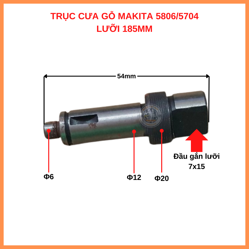 Trục - cốt cưa gỗ makita 5806, 5704, dca amy185, dca amy02-185 - spindle 322838-6