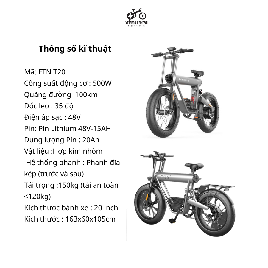 Xe Đạp Điện Trợ lực FTN T20 Thể Thao