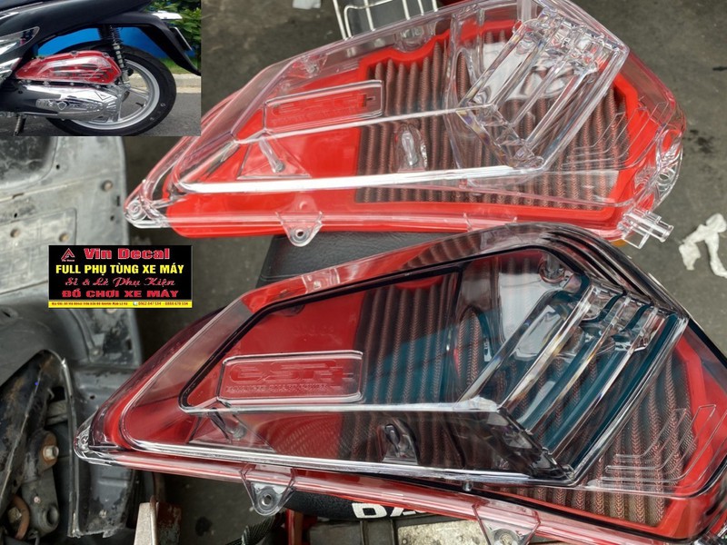 Ốp pô E trong suốt SH 2020 + Lọc gió thép tái sử dụng nhiều lần cho Sh 2020 - Vindecal BD